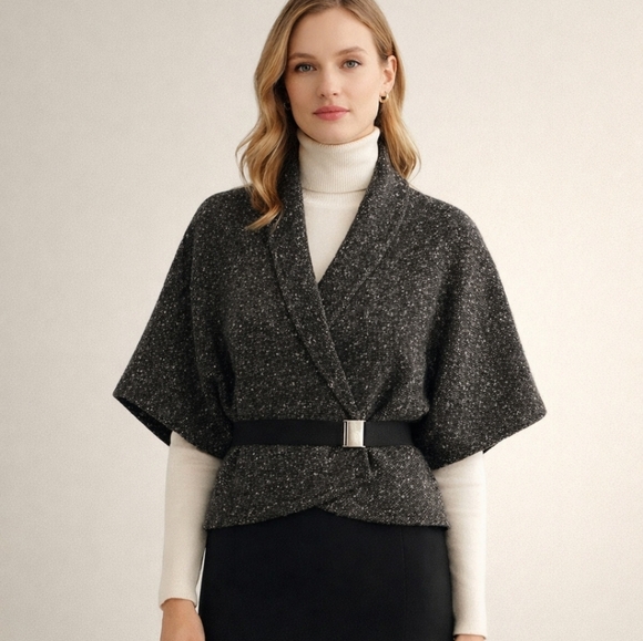 Comme des Garcons Jackets & Blazers - Comme des Garsons France Gray Wool Tweed Collared Short Vest size S